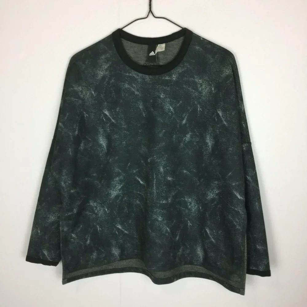 Like new! Adidas ID Sweatshirt L Black Gray Knit Tie Dye Side Slit Long Sleeve - Picture 5 of 11